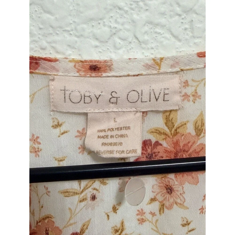 Toby and Olive Floral High Low Maxi Boho Cottage Core Sheer dress L